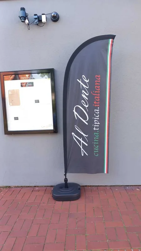 Bedruckte Beachflag für Restaurant Al Dente